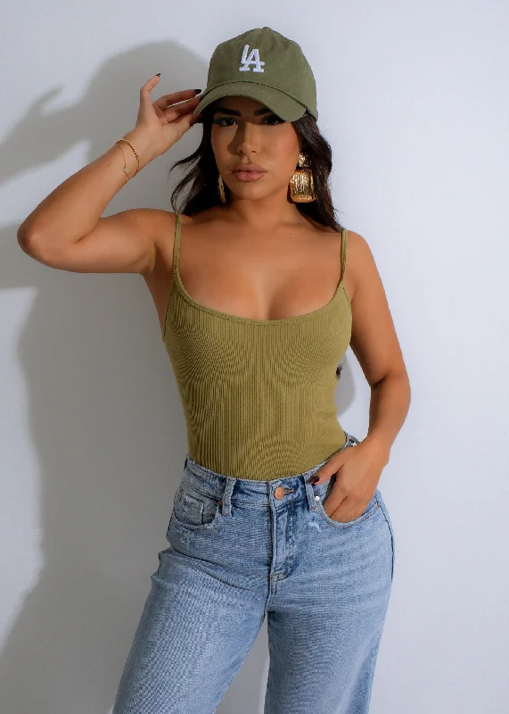 Caught In The Drama Ribbed Bodysuit Green Cozy Women's Sherpa - lined